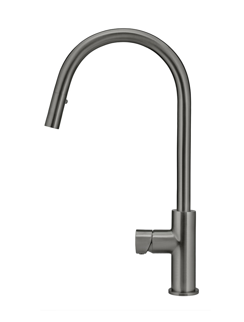 Round Pinless Piccola Pull Out Kitchen Mixer Tap - Shadow Gunmetal - Image 2
