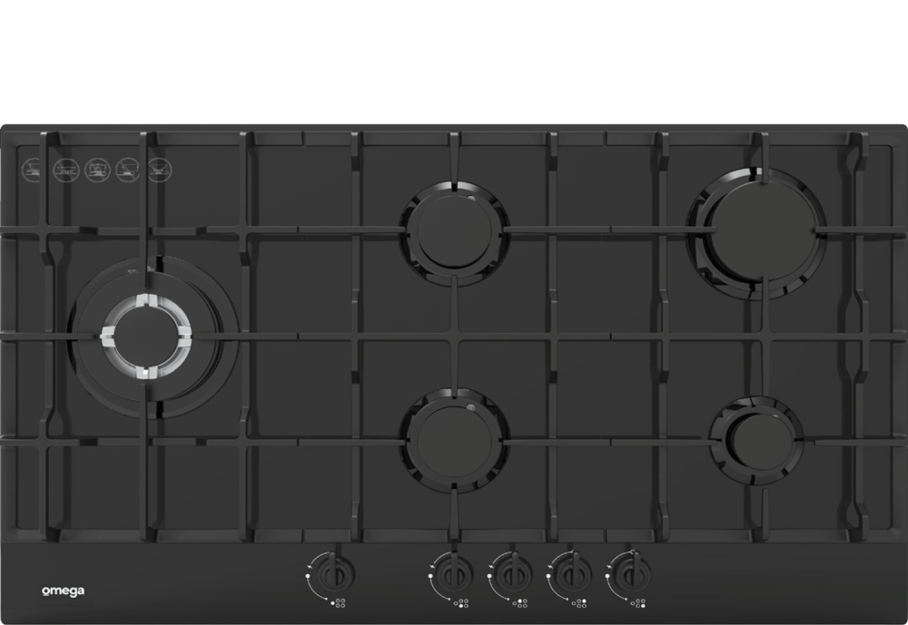 OMEGA 90CM GAS ON GLASS COOKTOP